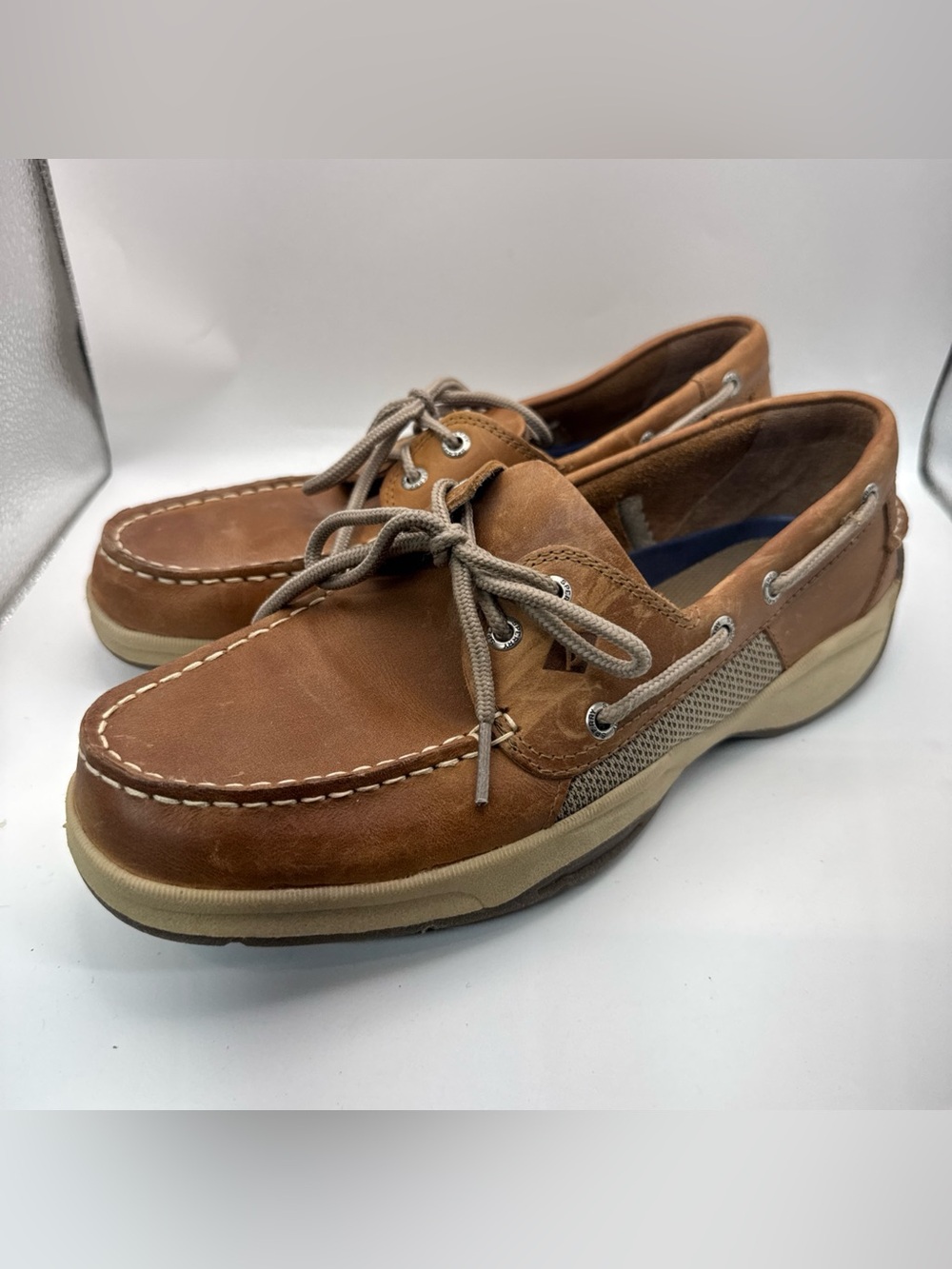 Sperry Top-Sider Intrepid 2-eyed Mens Boat Shoes Tan Leather US 9